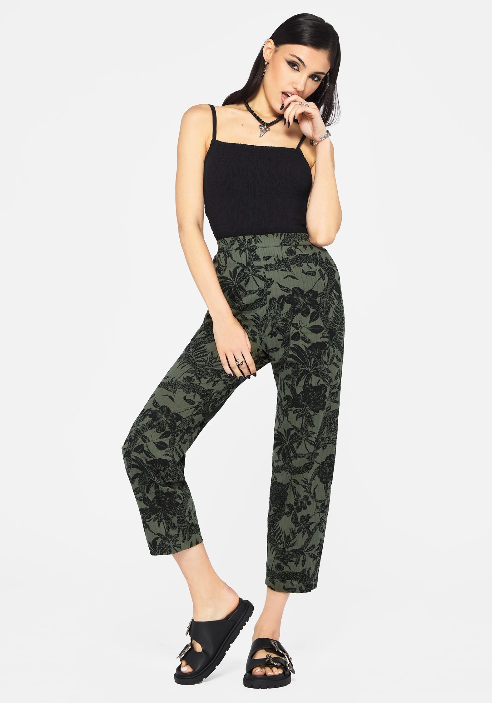 Bashe Cotton Soft Tapered Trousers - Green Bottoms Womens - women's jeans sale