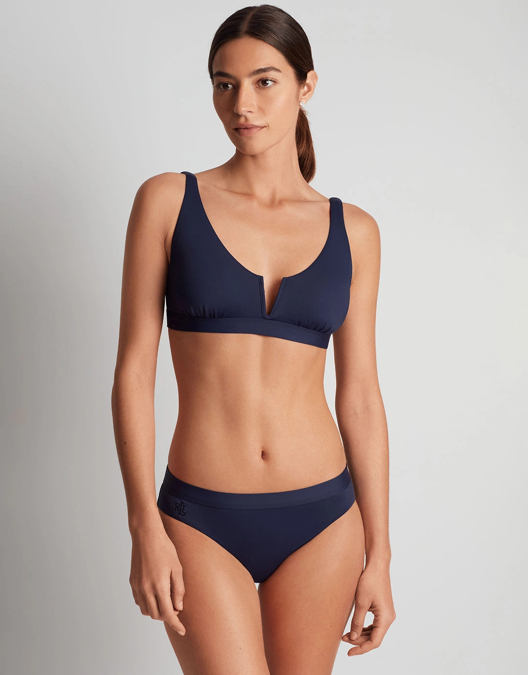 Beach Club Solids Band Hipster Bikini Pant - Dark Navy