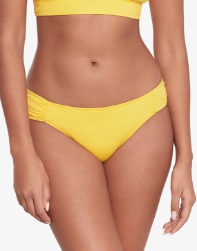 Beach Club Solids Shirred Tab Side Bikini Pant - Yellow Swim Womens - one-pieces cheap
