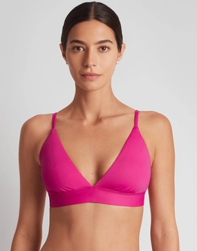 Beach Club Solids Triangle V Neck Bra Bikini Top - Freesia Pink Swim Womens free shipping