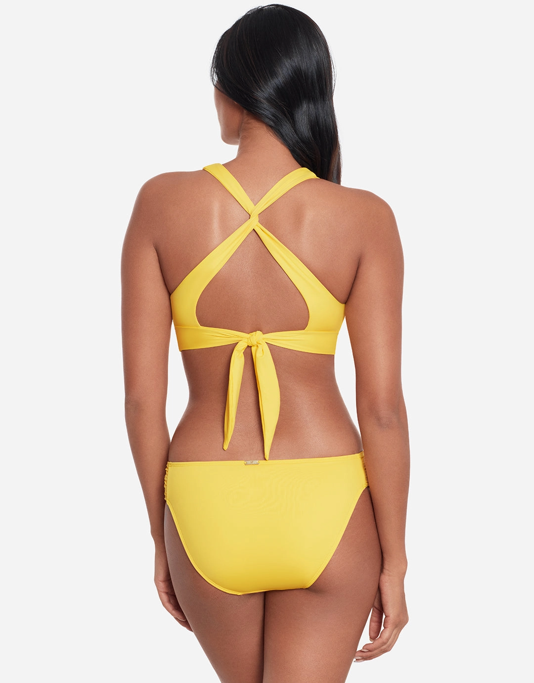 Beach Club Solids Twist X Back Bikini Top - Yellow