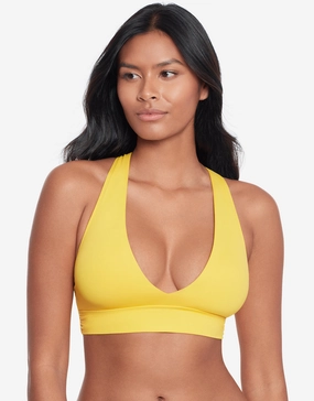Beach Club Solids Twist X Back Bikini Top - Yellow Swim Womens - one-pieces cheap
