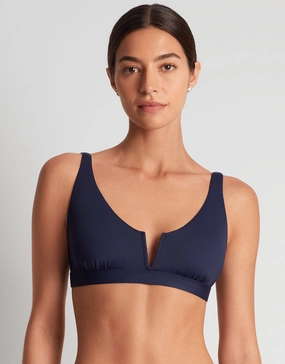 Beach Club Solids V Wire OTS Bikini Top - Dark Navy Swim Womens - beachwear discount