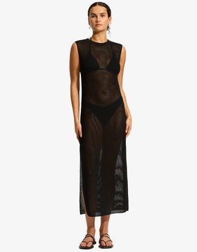 Beach Edit Maxi Knit Dress - Black Seafolly - Seafolly bikinis sale