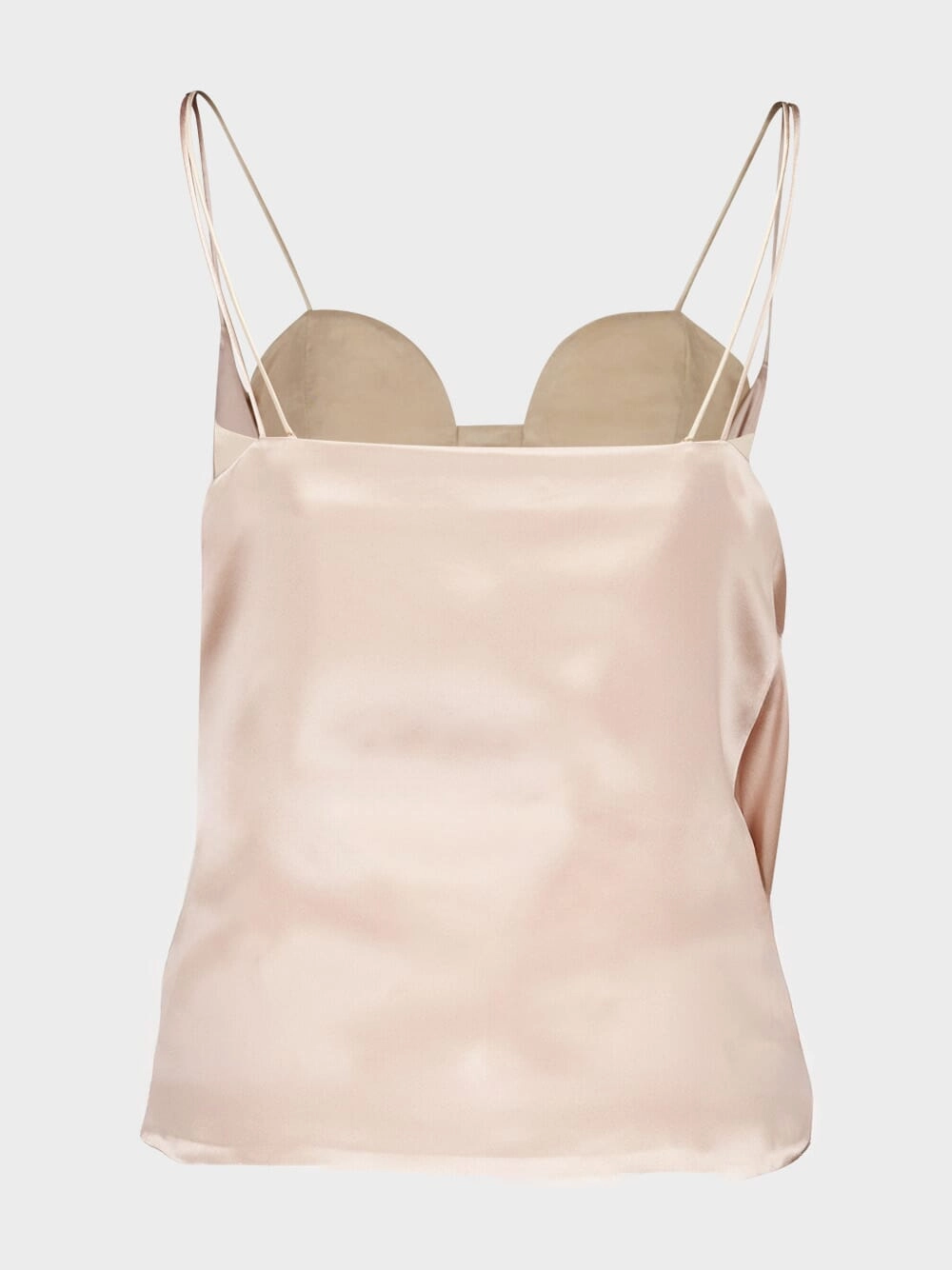Beige Draped Satin Bustier Top