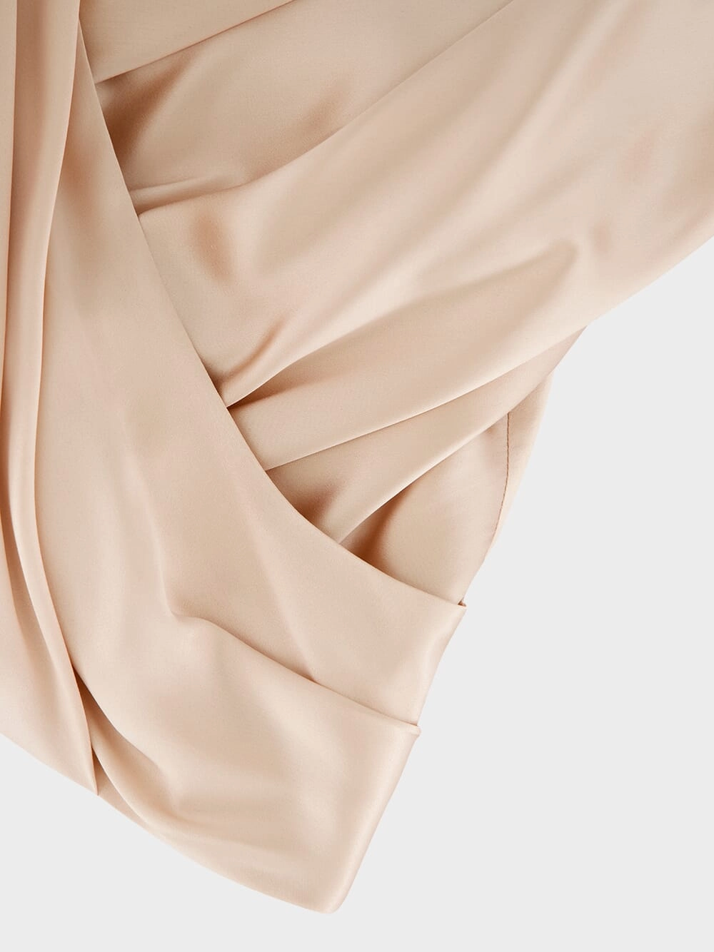 Beige Draped Satin Bustier Top