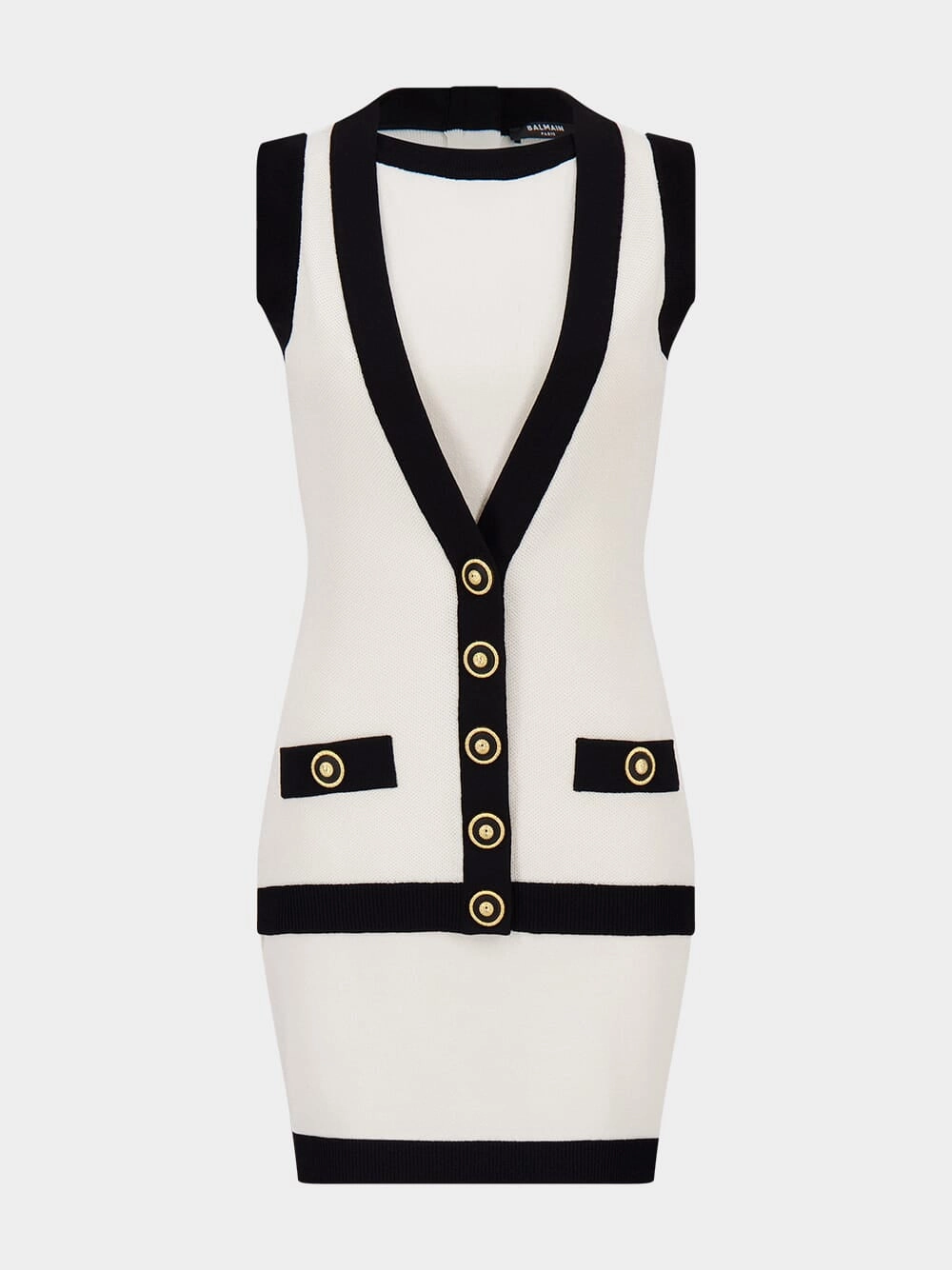 Beige Two-Tone Knit Dress with Faux Waistcoat cocktail dresses cheap