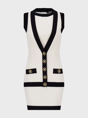 Beige Two-Tone Knit Dress with Faux Waistcoat cocktail dresses cheap