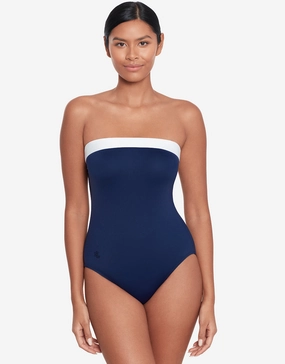 Bel Air Modern Bandeau Swimsuit - Navy and White Swim Womens - sport swimwear clearance