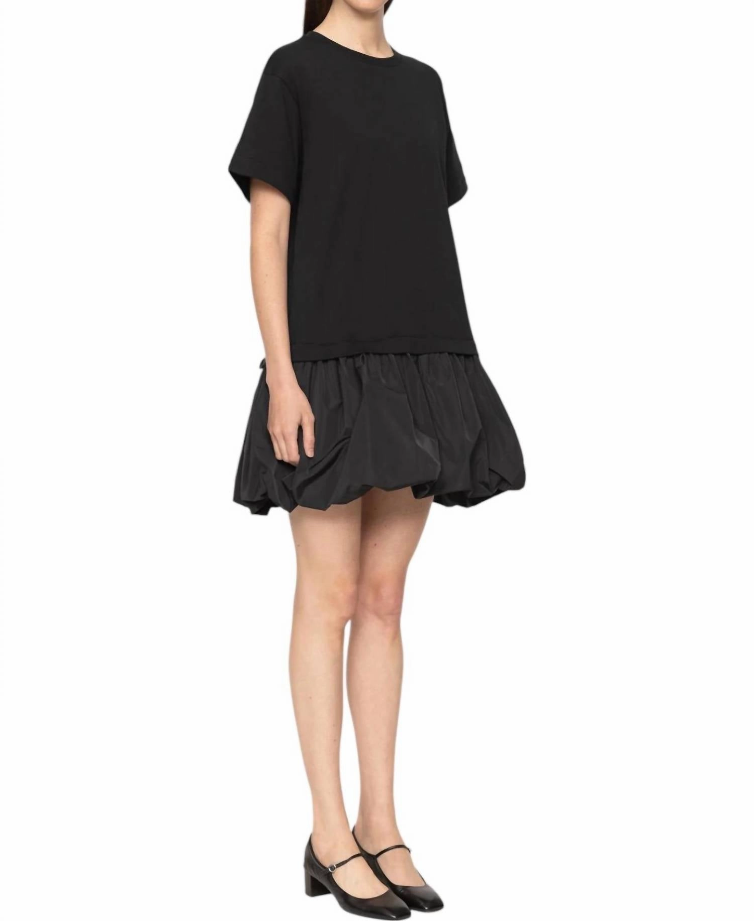 Belen Taffeta T-Shirt Dress In Black