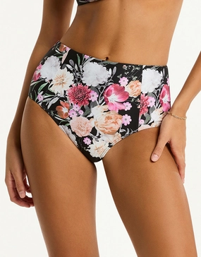 Belle Panelled High Waist Bikini Pant - Black Sea Level - Sea Level swimwear clearance