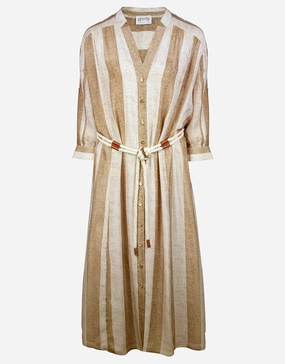Belted Long Dress - Sand Ivory Maryan Mehlhorn - Maryan Mehlhorn dresses