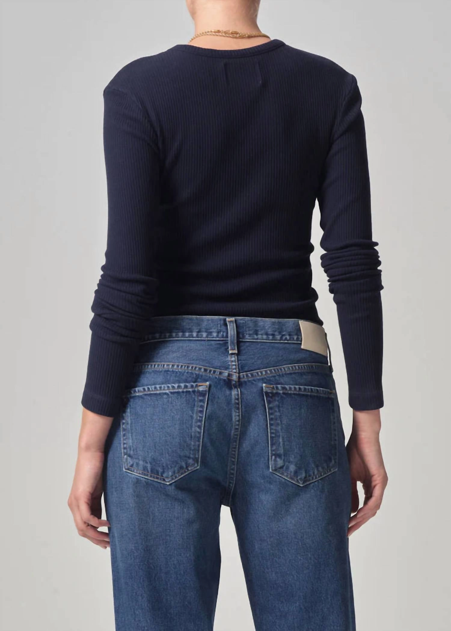Bina Crewneck Top In Navy