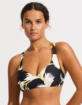 Birds of Paradise DD Sweetheart Halter Bikini Top - Black Seafolly - Seafolly bikinis sale