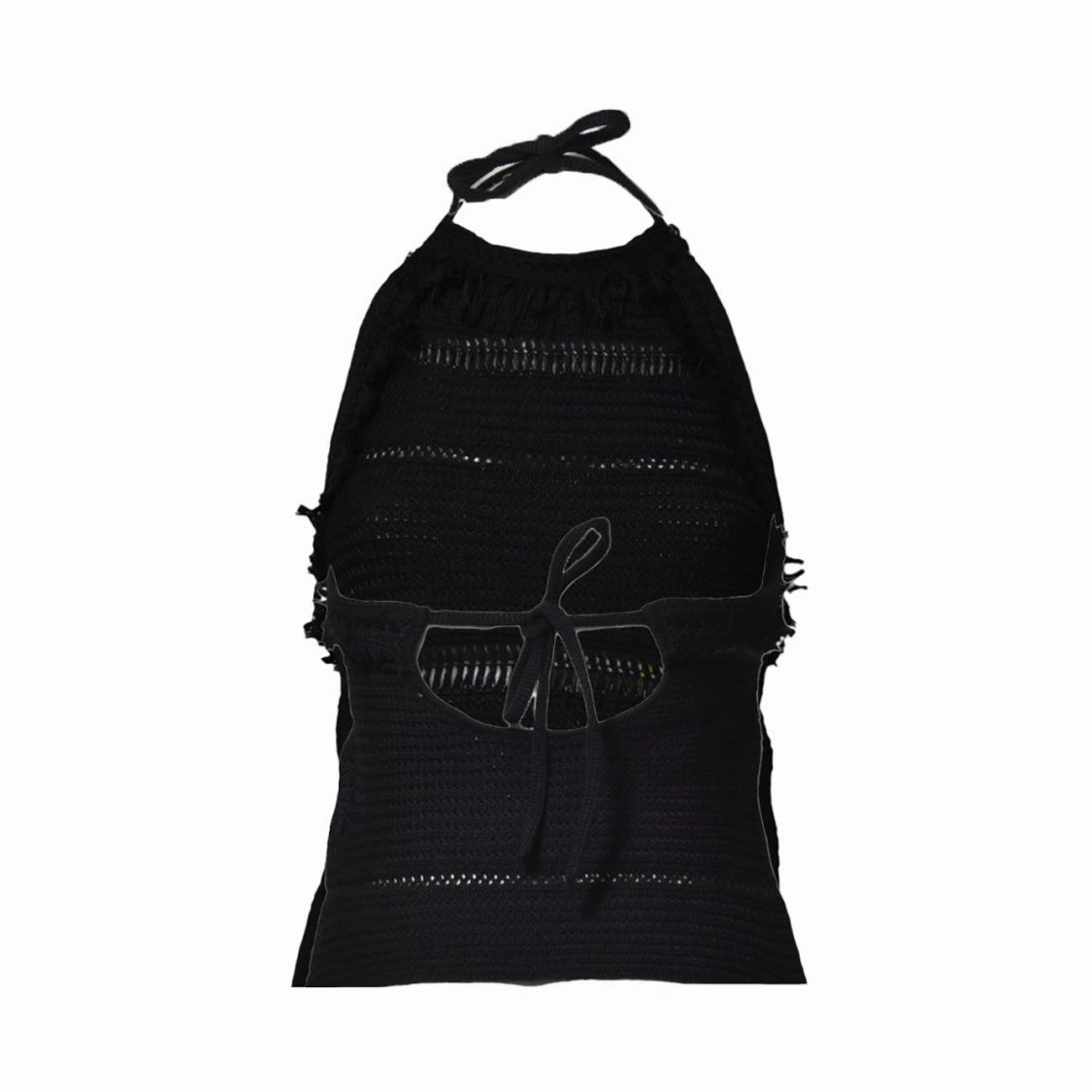 Black Macram Araliane Top