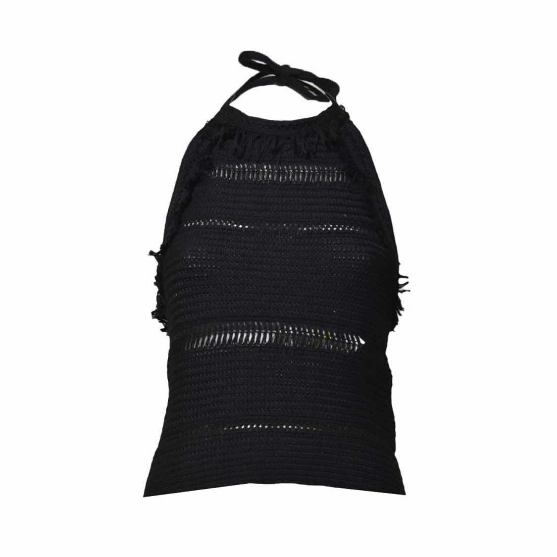 Black Macram Araliane Top