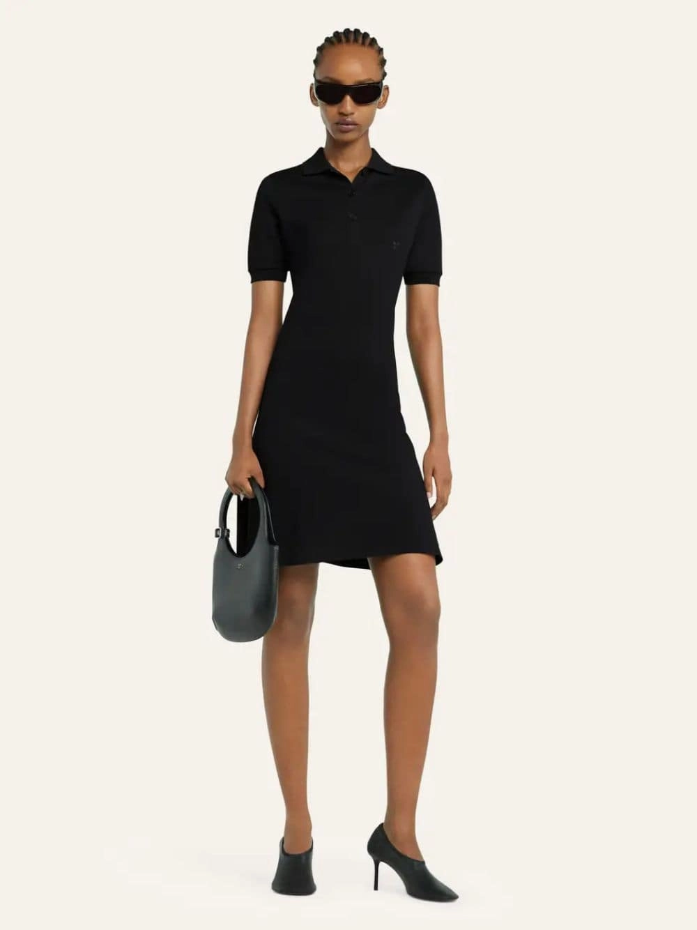 Black Mini Piqu Polo Dress