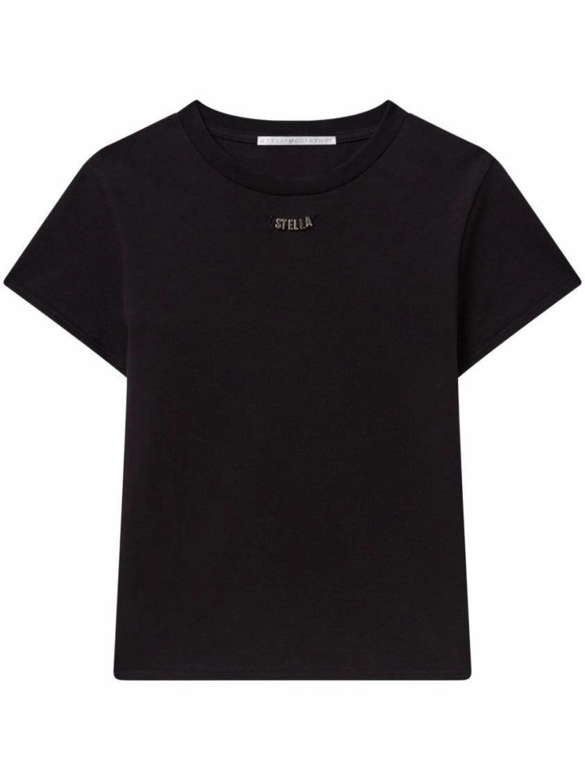Black Organic Cotton T-Shirt With Logo Charm