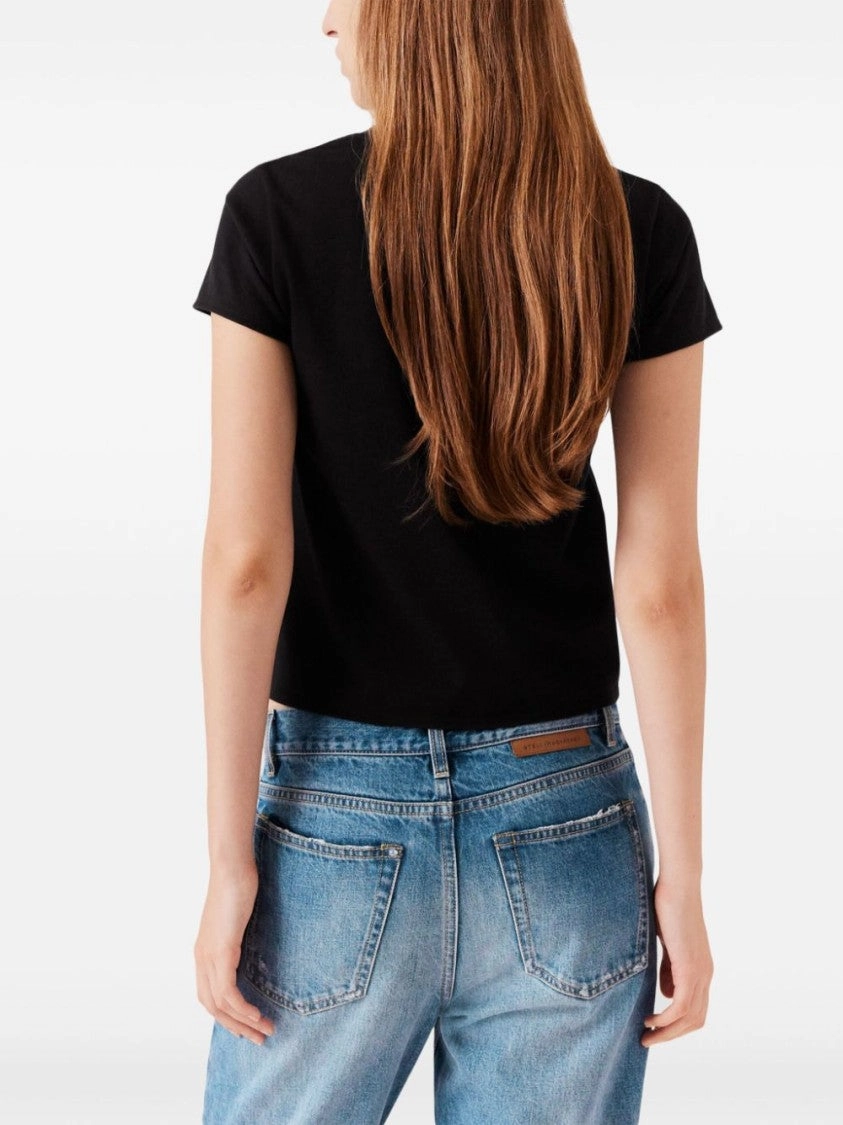 Black Organic Cotton T-Shirt With Logo Charm