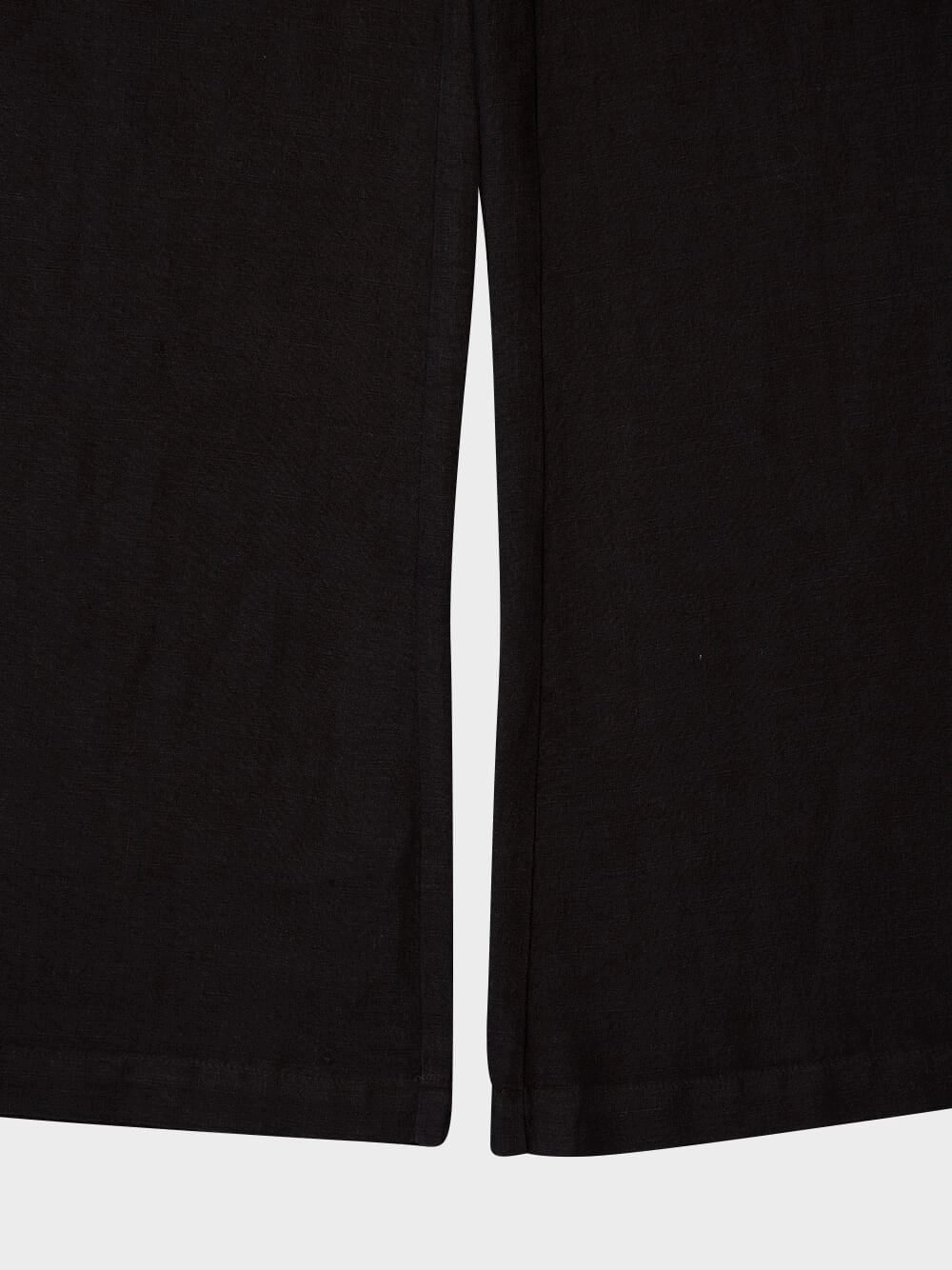 Black Wide-Leg Linen Pants