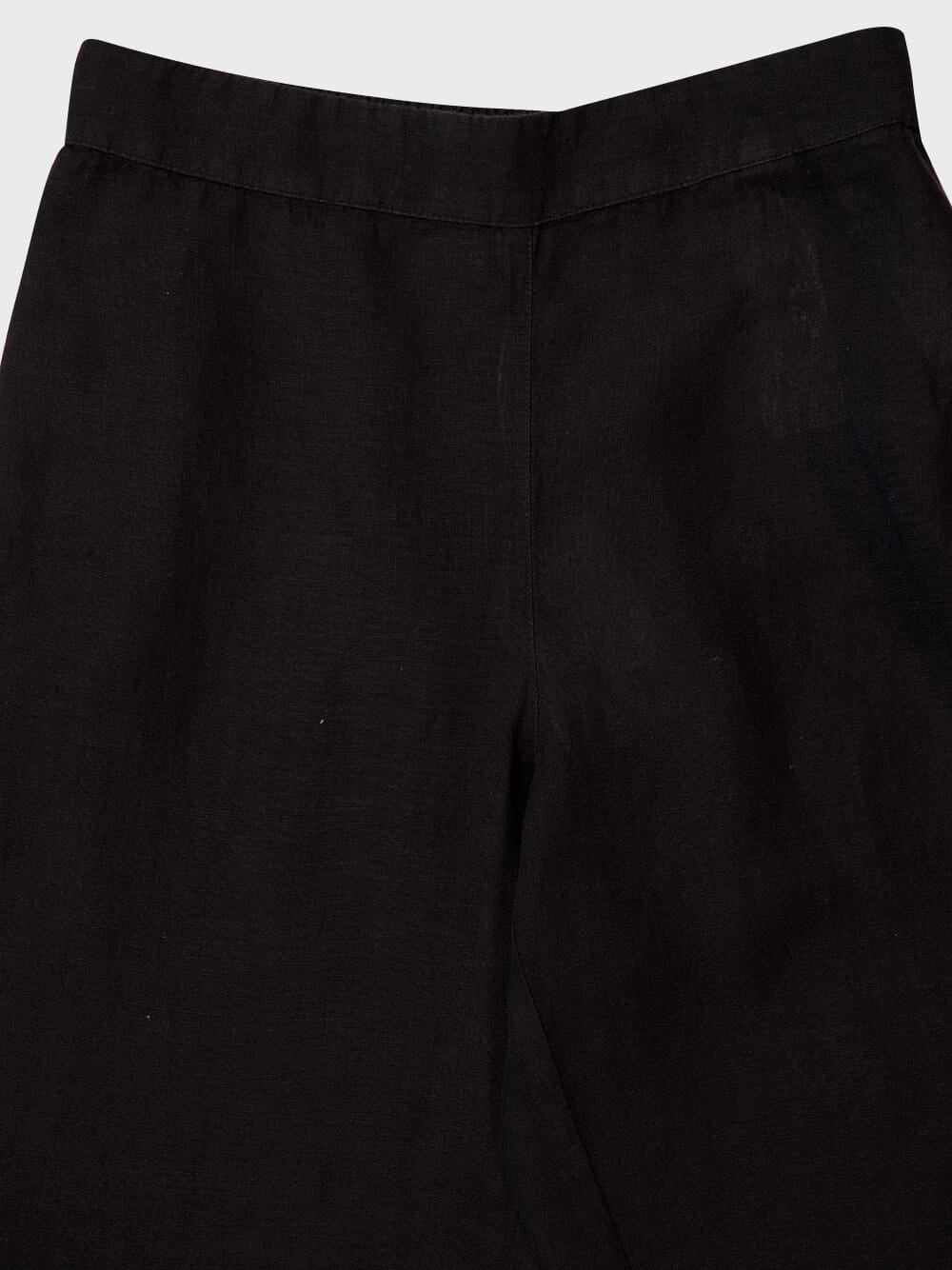 Black Wide-Leg Linen Pants