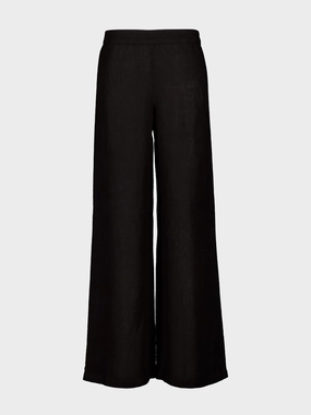 Black Wide-Leg Linen Pants Bottoms Womens - leggings best deals