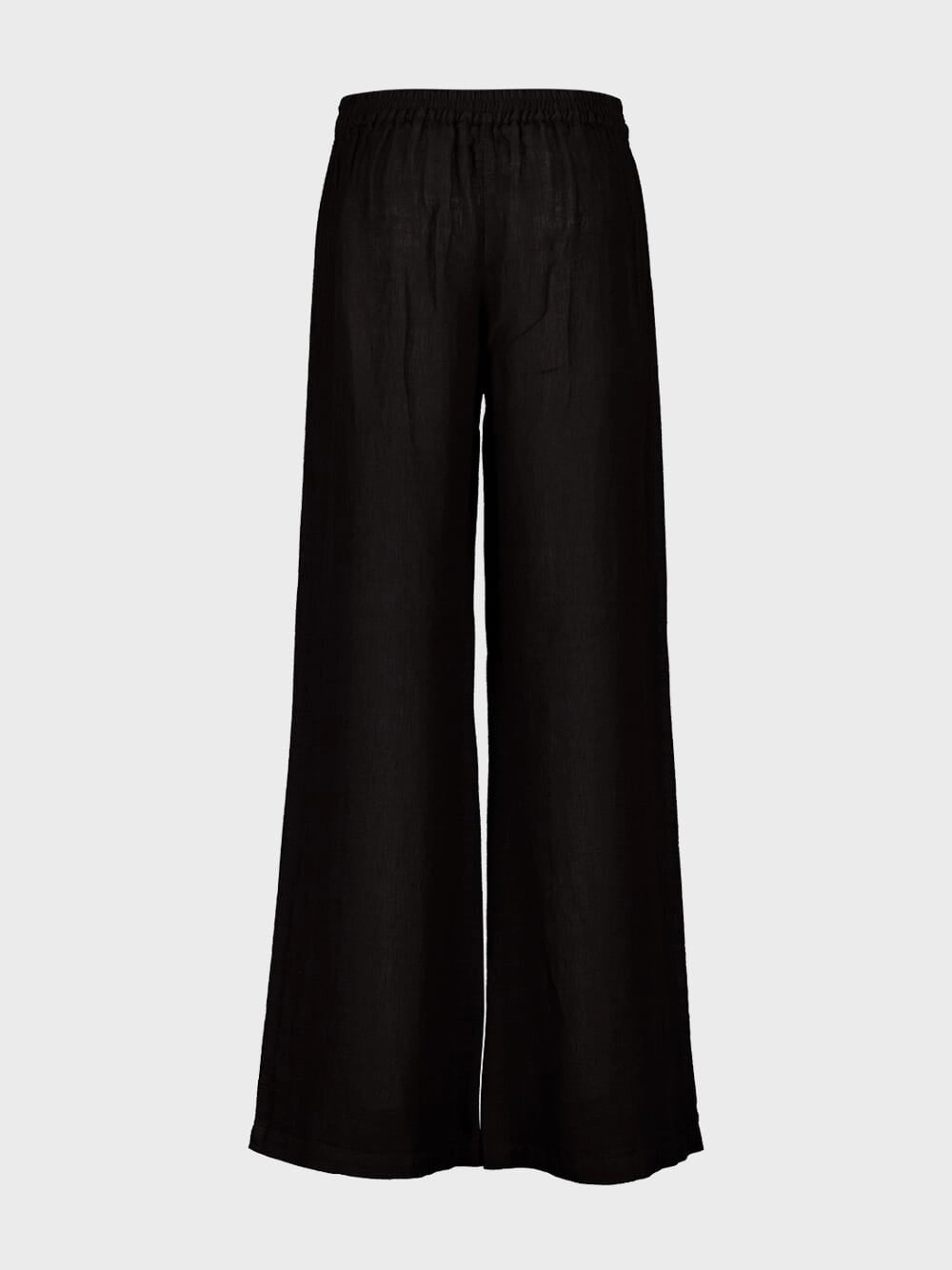 Black Wide-Leg Linen Pants