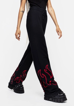 Blaze Wide Leg Knit Joggers Bottoms Womens - women's jeans sale