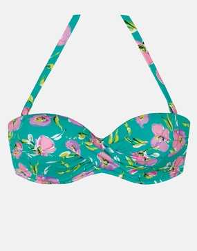 Blume Bandeau Bikini Top - Mint Floral Swim Womens - monokinis best price