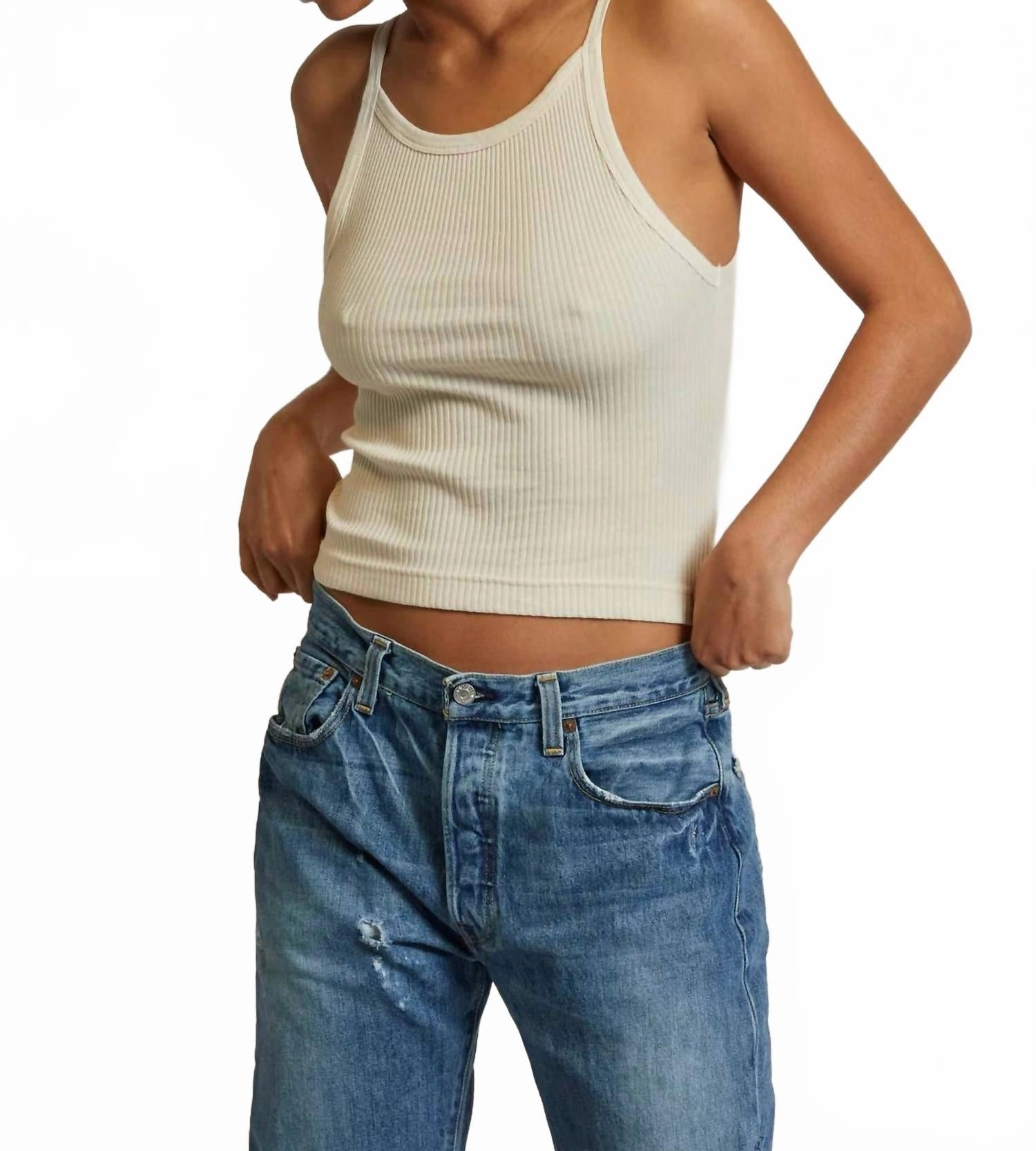 Bonnie Ribbed Tank Top In Sugar