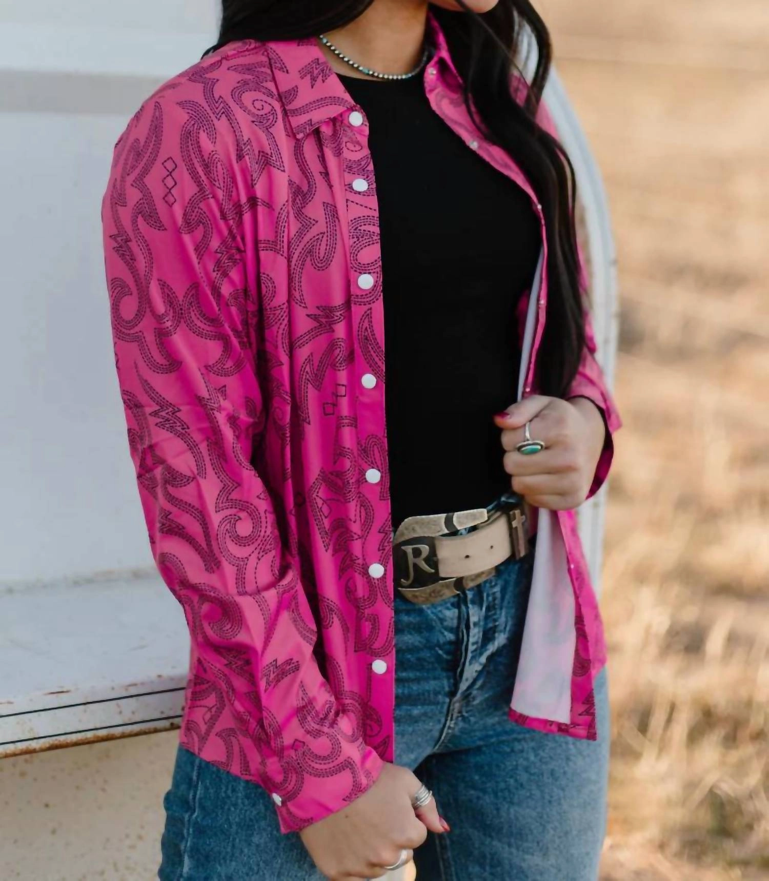 Boot Scootin' Button Up Shirt In Pink