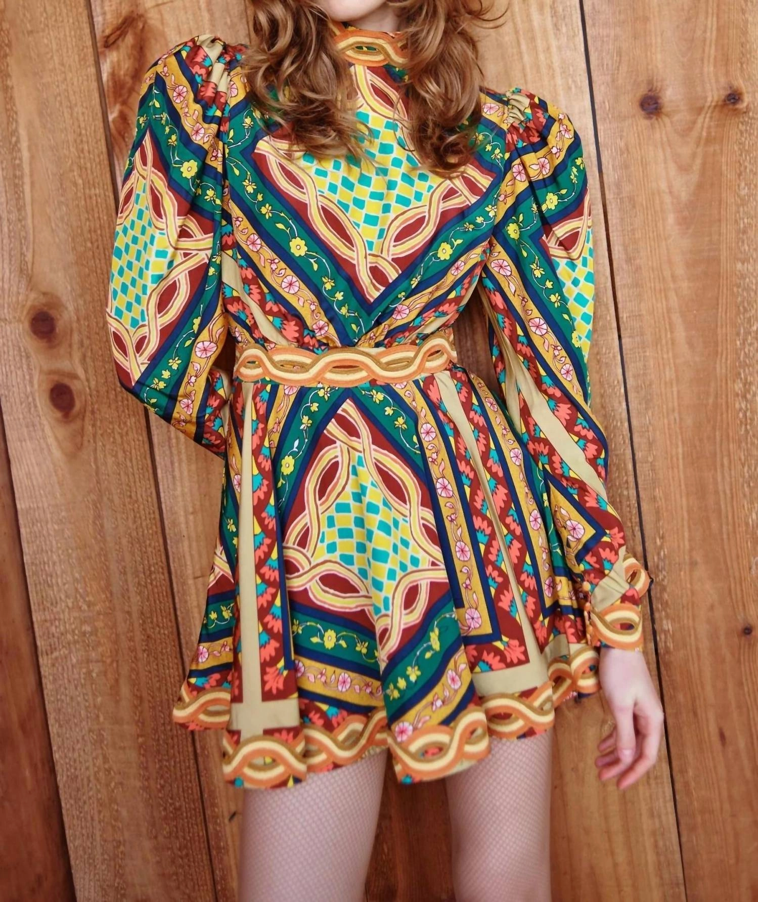 Botan Dress In Multi Blue