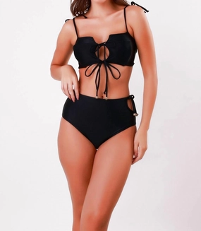 Bows Bikini Set In Black Swim Womens - ruched swimwear outlet