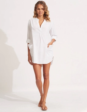 Boyfriend Beach Shirt - White Seafolly - Seafolly bikinis sale