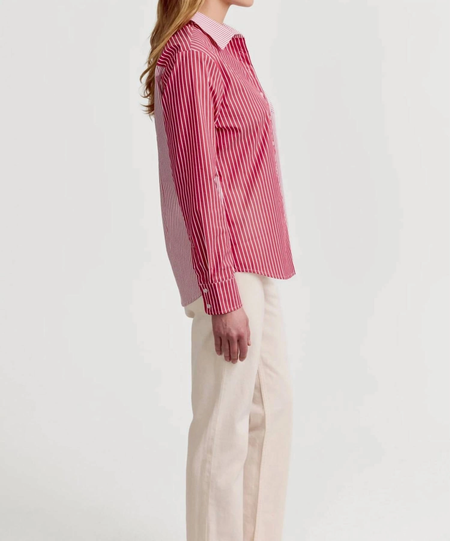 Boyfriend Shirt In Red Multistripe