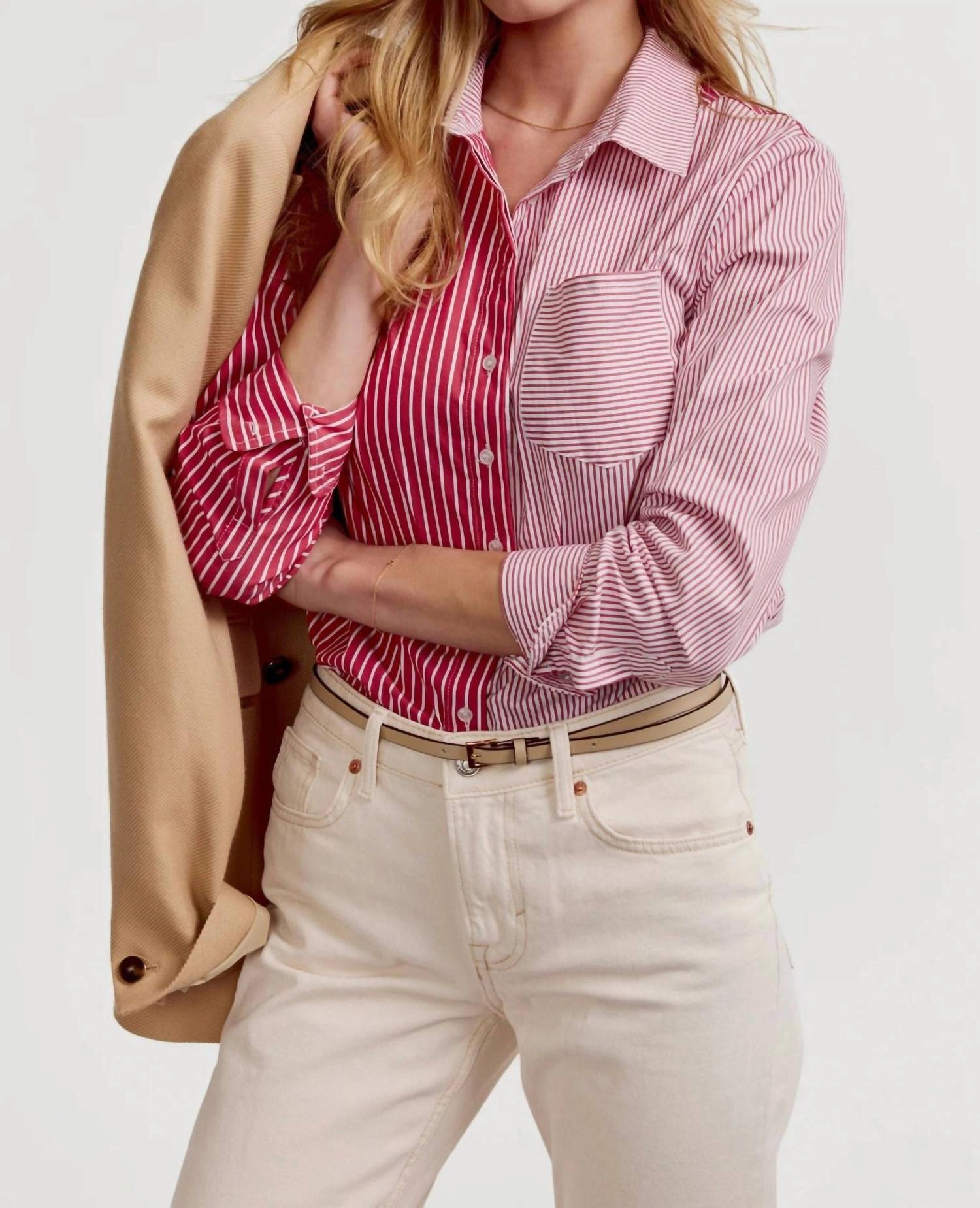 Boyfriend Shirt In Red Multistripe