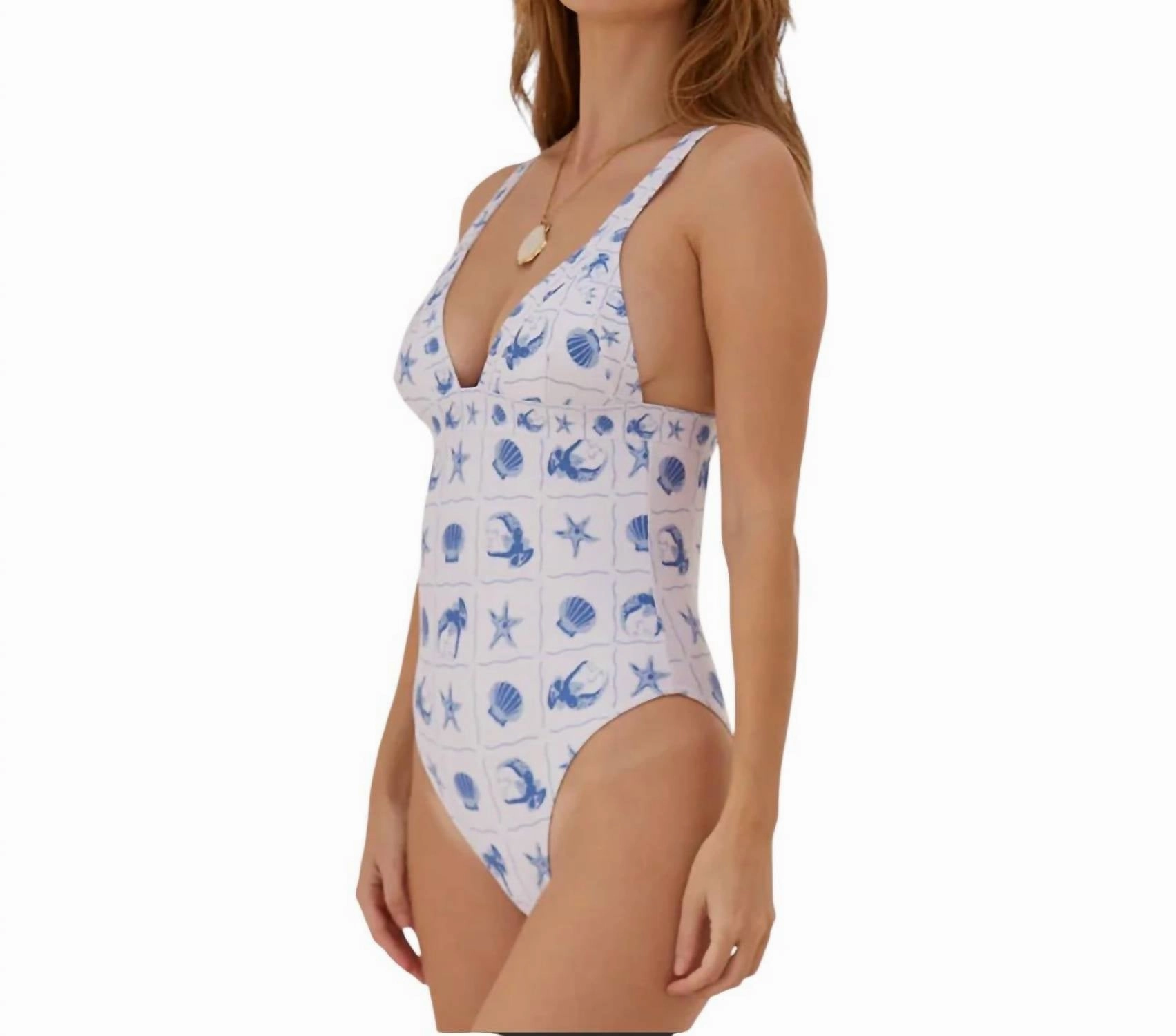Brianna One Piece Swimsuit In White Print