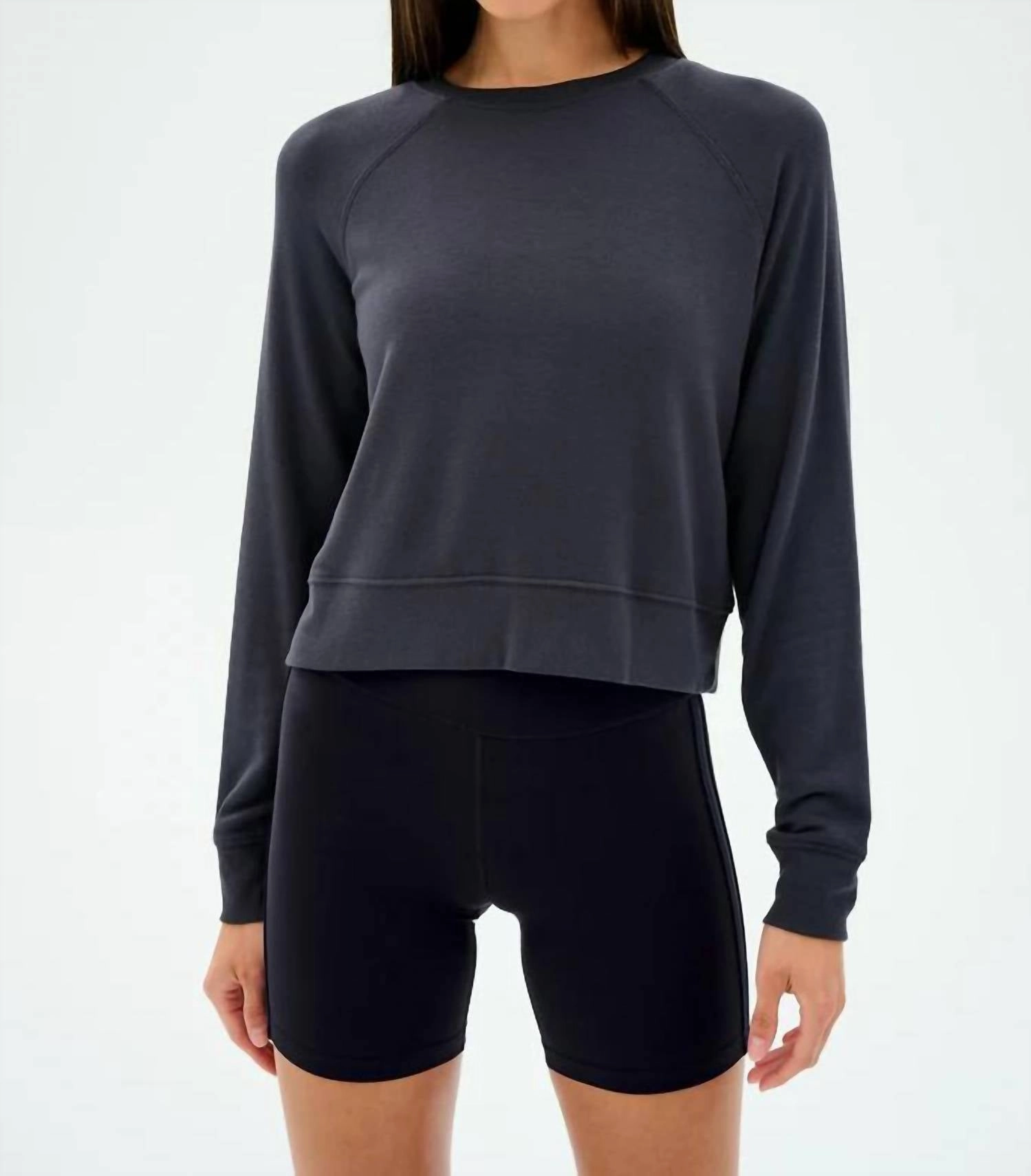 Brooks Fleece Long Sleeve Top In Graphite Grey