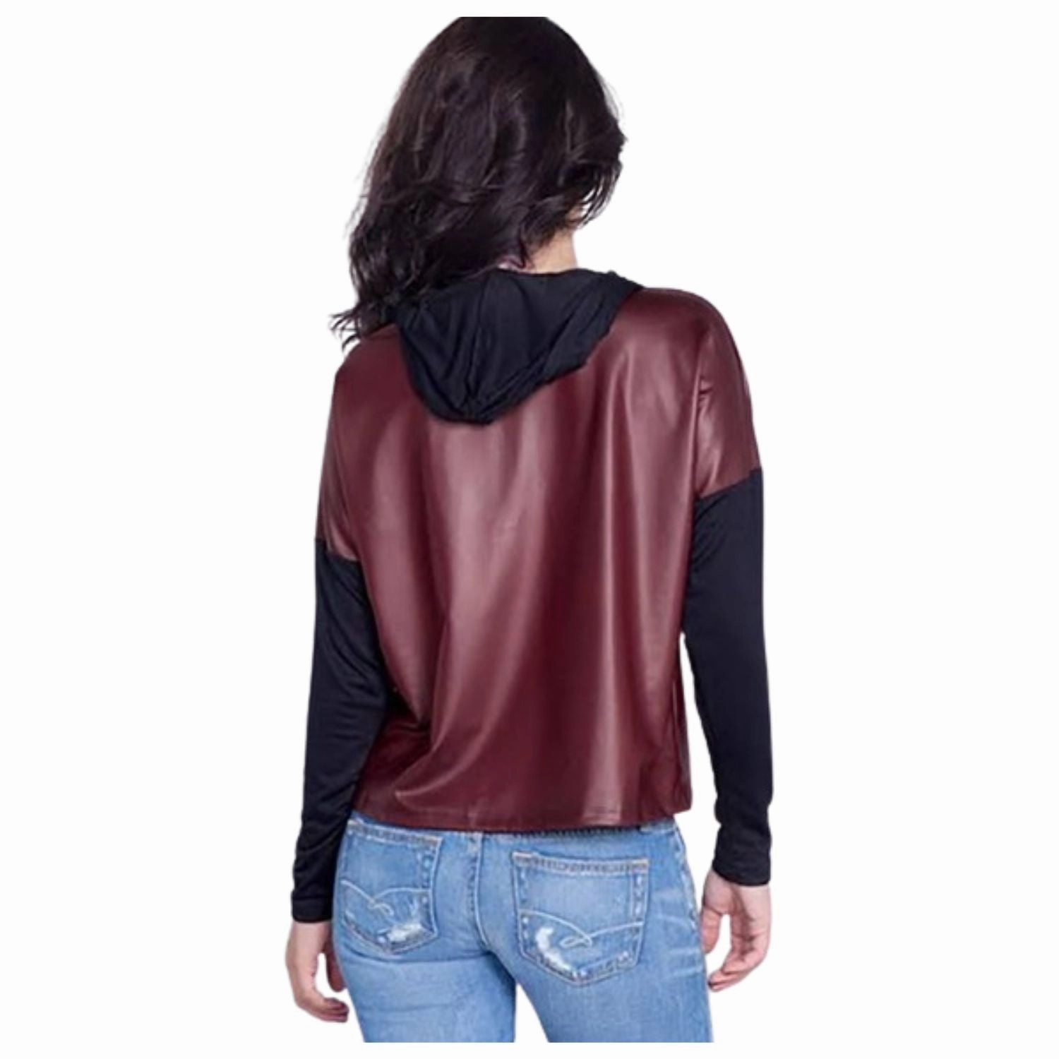 Burgundy And Black "j'adore" Silver Graphic Hoodie Top