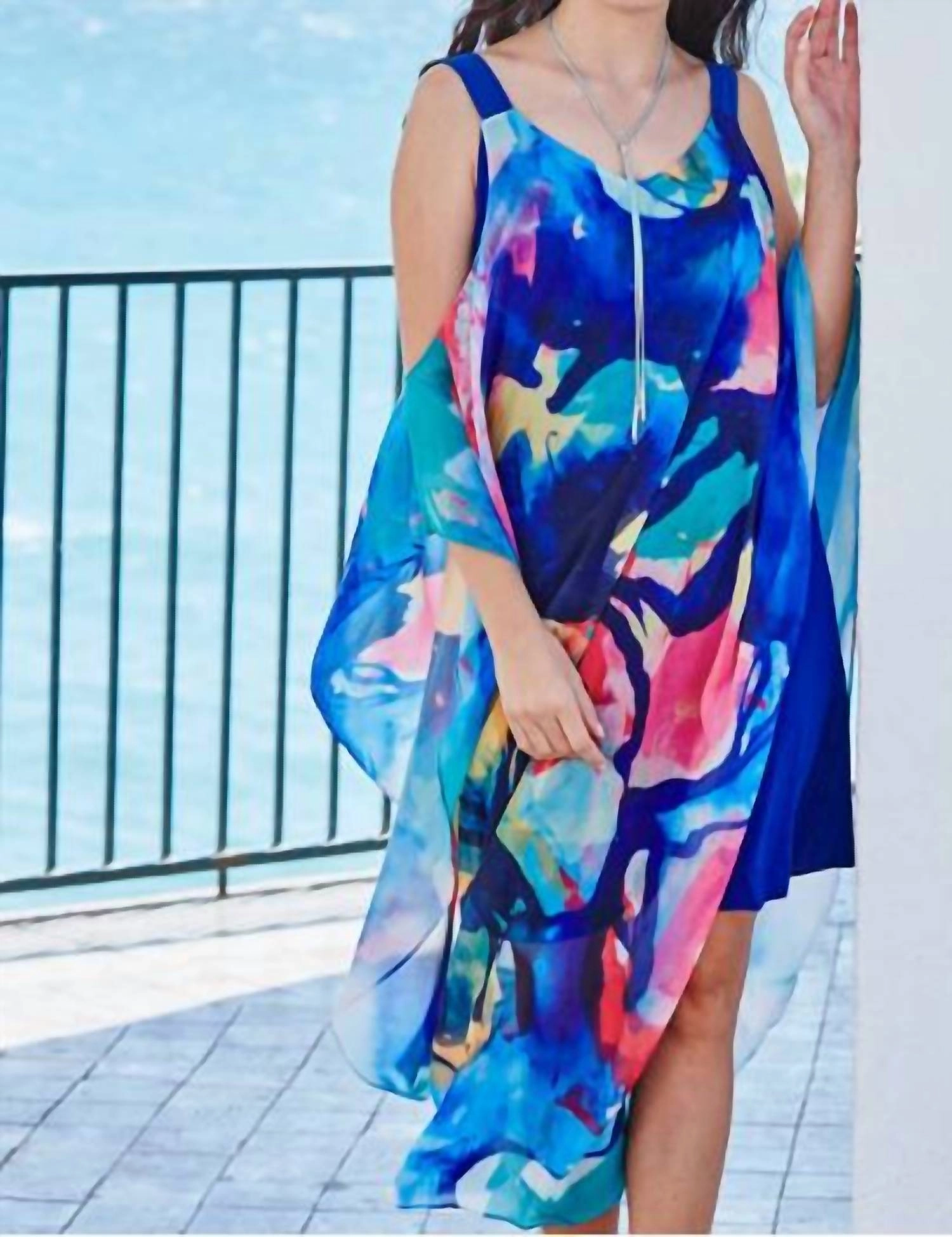 Butterfly Drape Dress In Multi