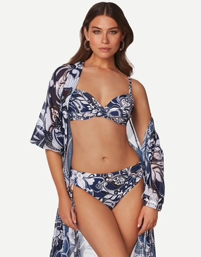 Cachemire Underwired Bikini Set - Blue and White Floral Roidal - Roidal activewear best price