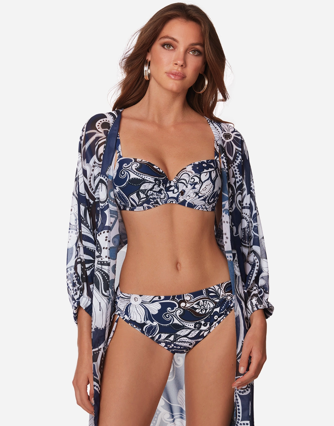 Cachemire Underwired Bikini Set - Blue and White Roidal - Roidal activewear best price
