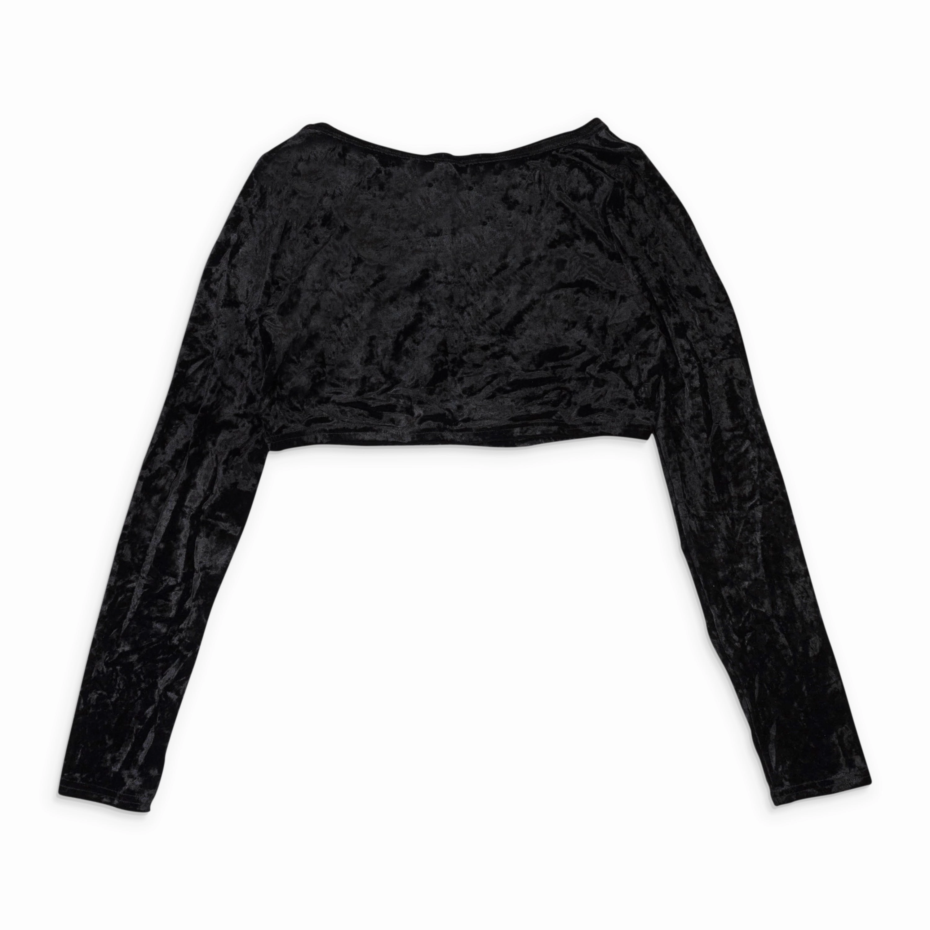 CALLIPYGIAN CRUSHED VELVET BLACK CROP TOP
