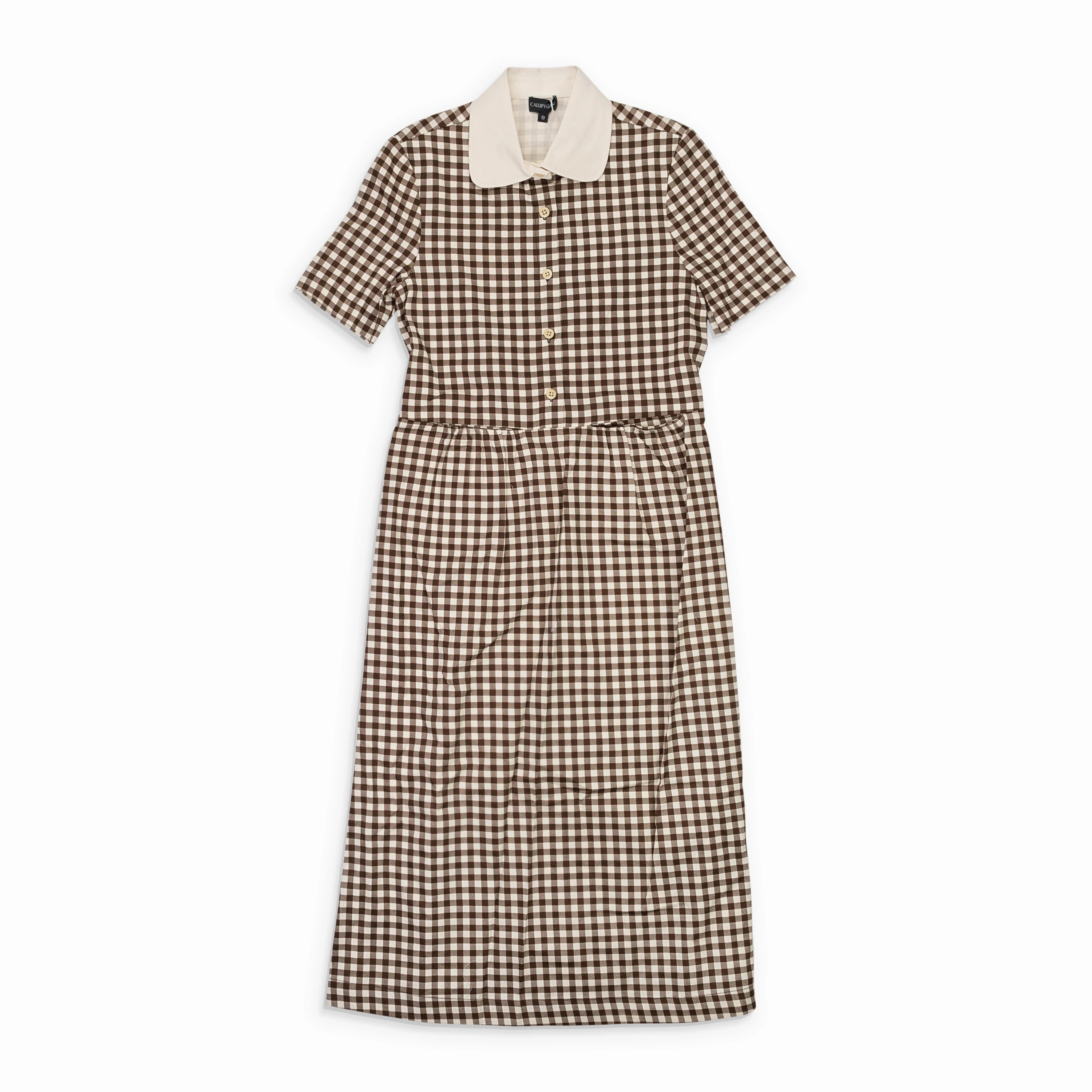 CALLIPYGIAN GINGHAM POCKET BROWN SUN DRESS