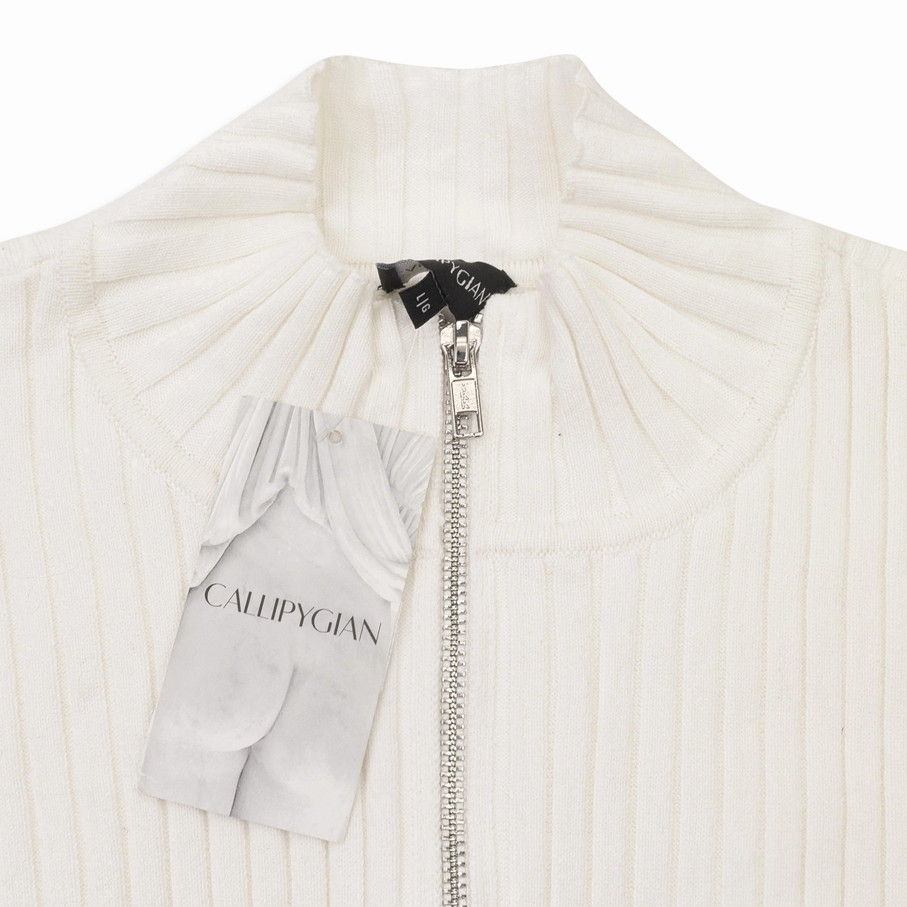 CALLIPYGIAN ZIP MOCK NECK WHITE ZIP-UP SHIRT