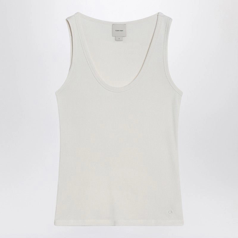 Calvin Klein Women's ivory Ribbed Tank Top
