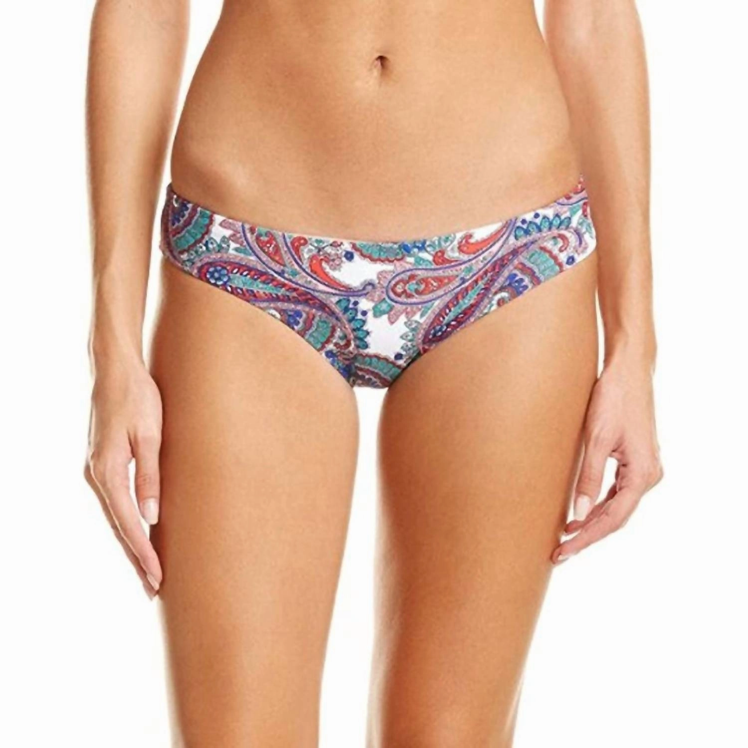 Capri Paisley Hipster Bottom In White Multi Swim Womens - scoop neck swimsuits