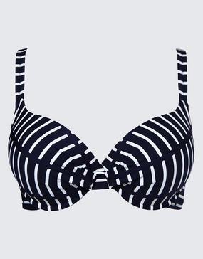 Capri Plunge Bikini Top - Navy Stripe Nuria Ferrer - Nuria Ferrer fashion sale