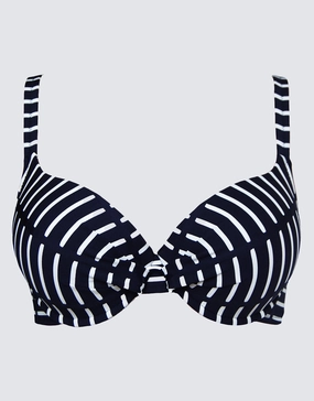 Capri Plunge Bikini Top - Navy Stripe Swim Womens - swimsuits outlet