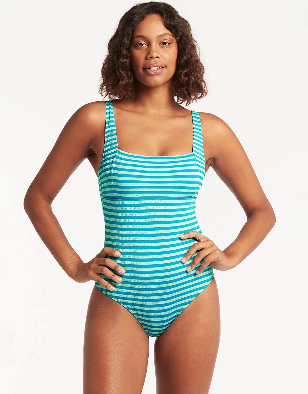 Capri Square Neck Swimsuit - Aqua Sea Level - Sea Level swimwear clearance